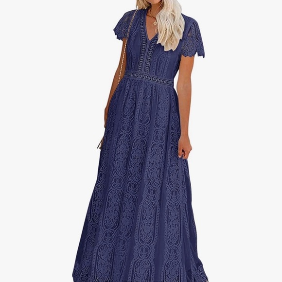 Merokeety Dresses & Skirts - NWT Chic Navy Lace Maxi Dress
